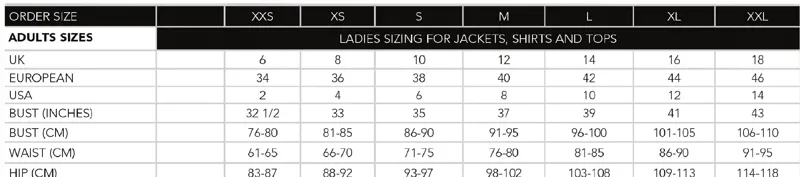 horseware ladies hy brid jacket size chart 
